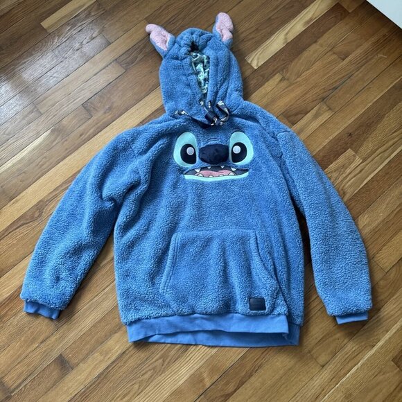 Disney Tops - Loungefly Disney Stitch Sherpa Unisex Hoodie Size L